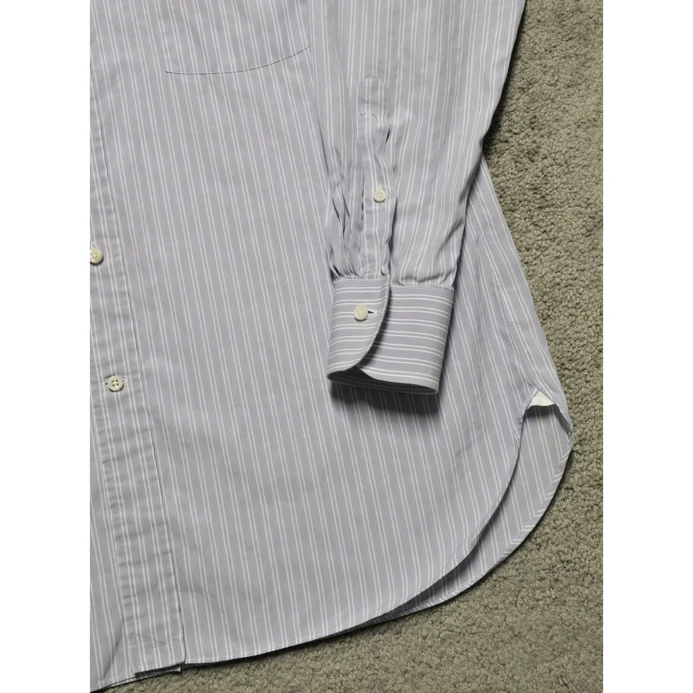 Ermenegildo Zegna Shirt Mens L 41 16 Purple Stripe Long Sleeve Button Up Cotton - Picture 8 of 14
